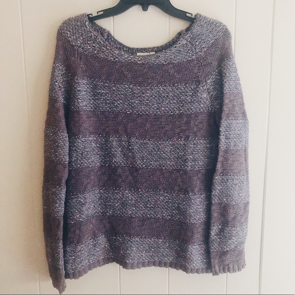 Mudd Deep Purple Striped Sweater Size Large